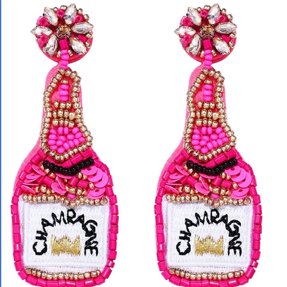 Champagne Bottle Bead Earrings